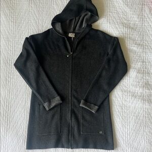 Sioni Women’s Athleisure Heathered Dark Grey Hooded Zip Up Jacket